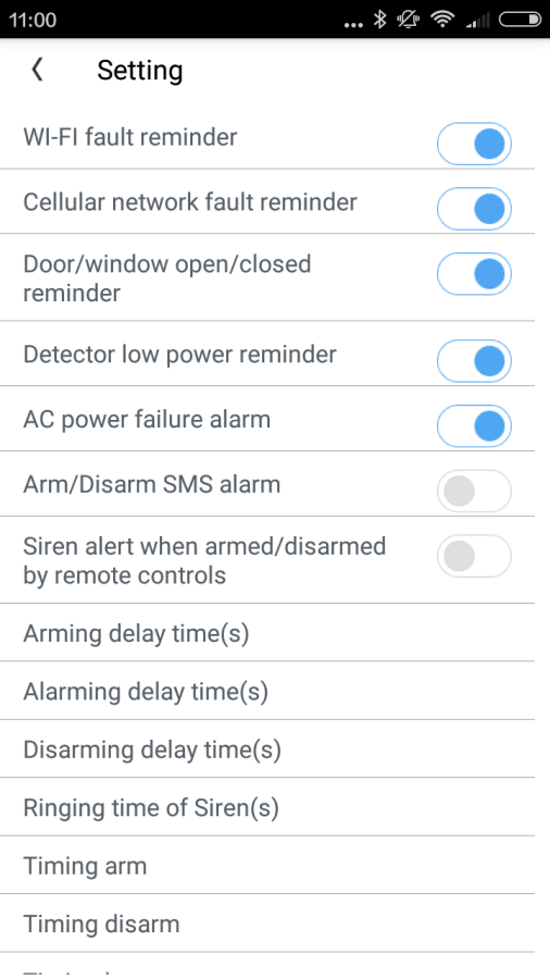 Vcare App Settings