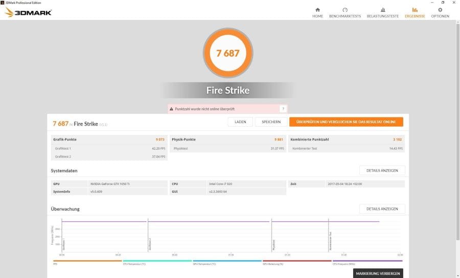 3DMark Fire Strike Benchmark Overclocked