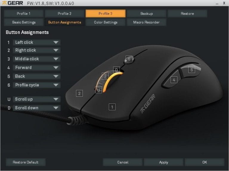 Fnatic Software Tastenbelegung