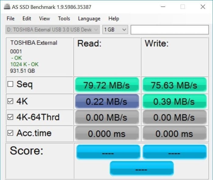 AS SSD Benchmark Extern USB 3.0