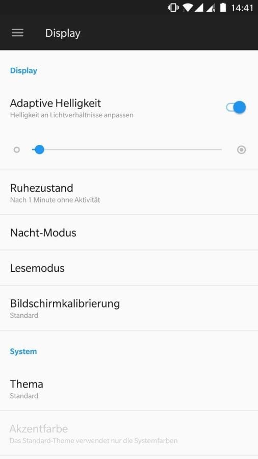 OxygenOS Displayeinstellungen