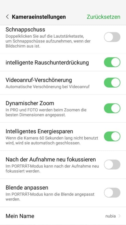 Kamera Einstellungen (2)