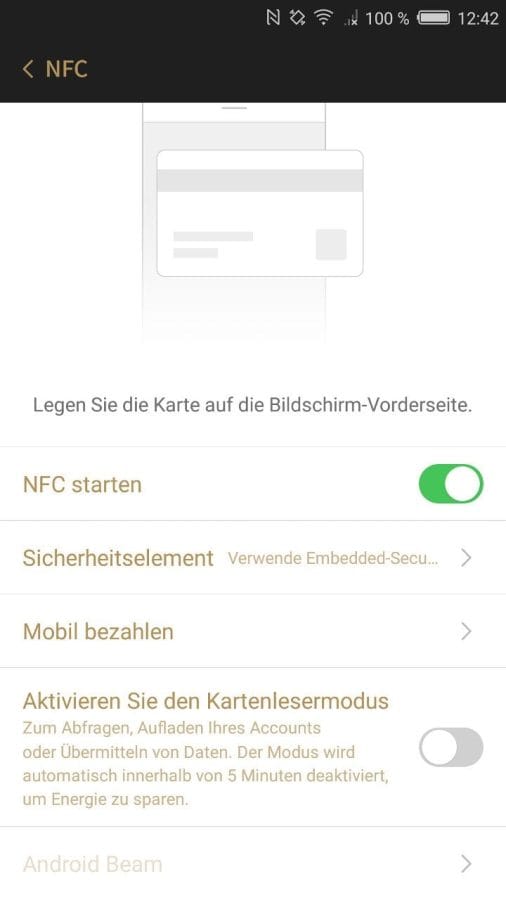 NFC Einstellungen