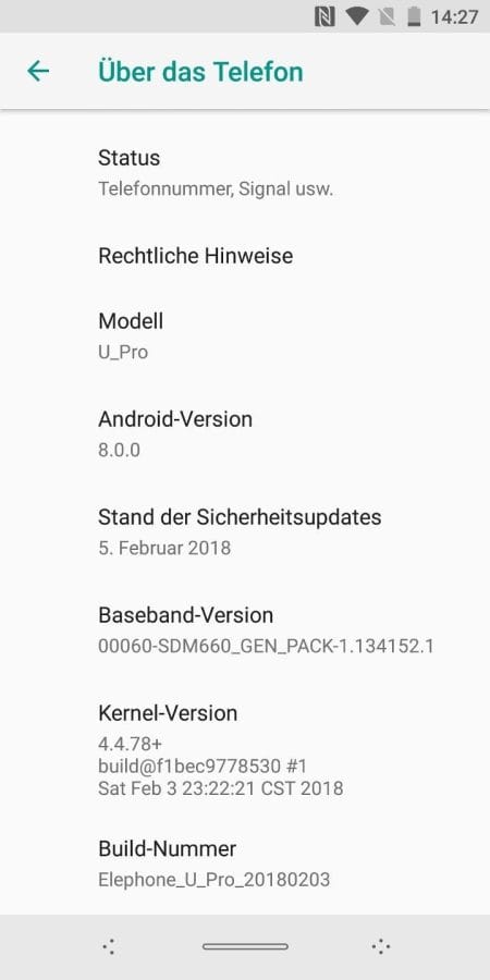 Android 8 Systeminfo