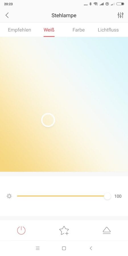 Yeelight App Weiß und Helligkeit