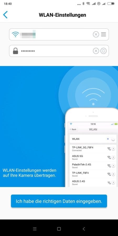 Einrichtung mit WLAN