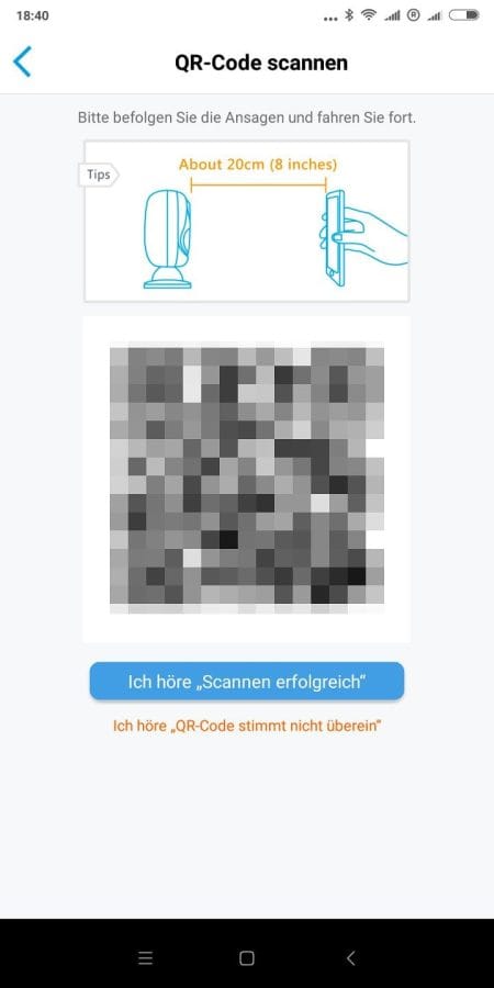 Einrichtung mit QR-Code