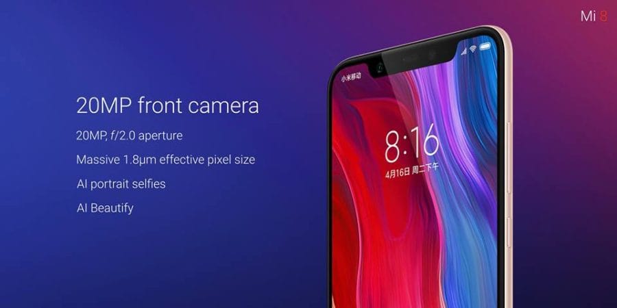 Die 20 Megapixel Frontkamera des Xiaomi Mi8