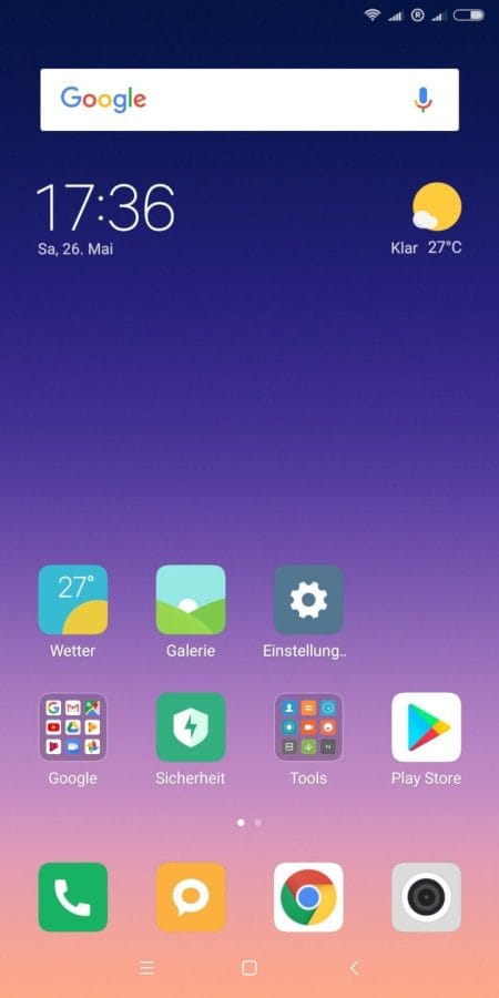 MIUI 9.5 Startbildschirm