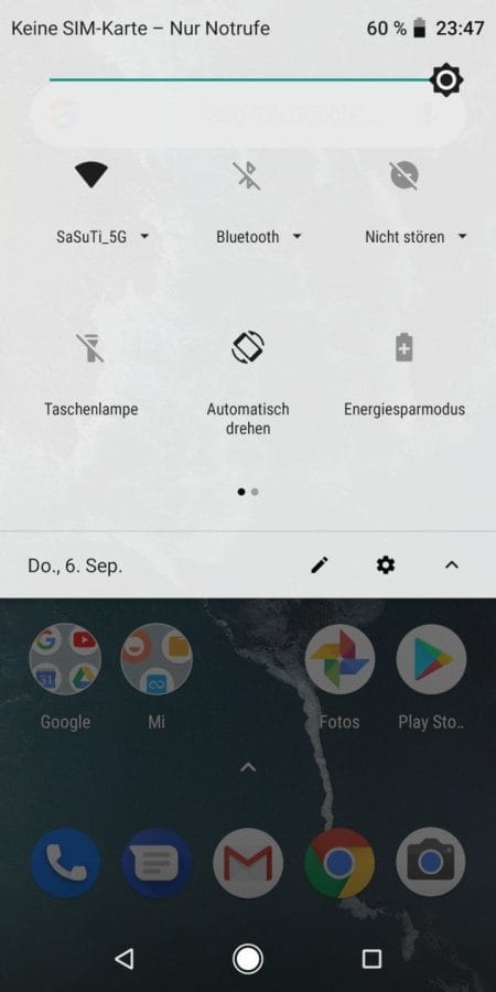 Xiaomi Mi A2 Stock Android Benachrichtigungsleiste