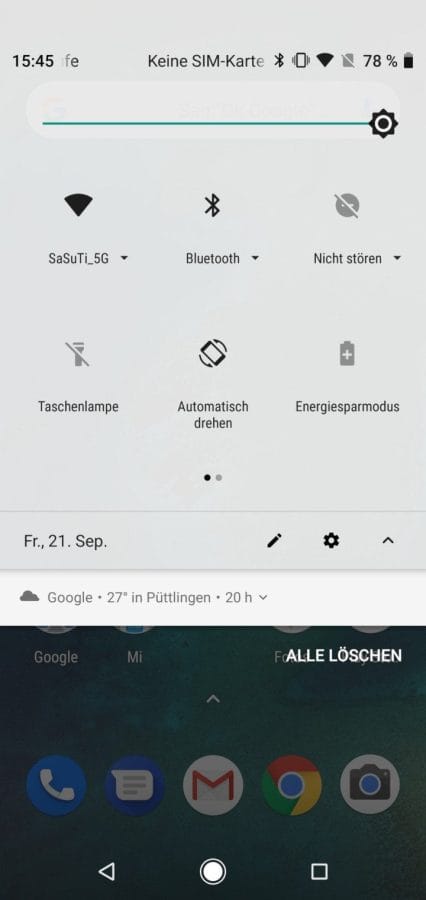 Mi A2 Lite Benutzeroberfläche Schnellstartleiste