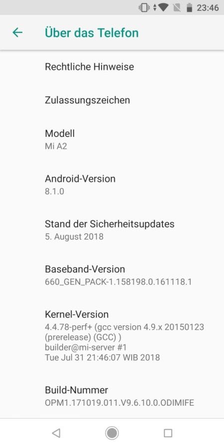 Xiaomi Mi A2 Stock Android Systeminfo