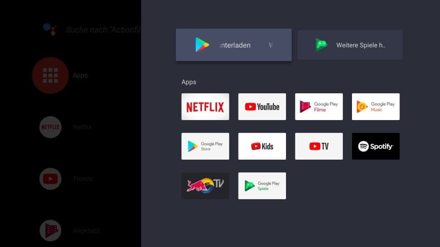 Android TV Apps der Mi Box S