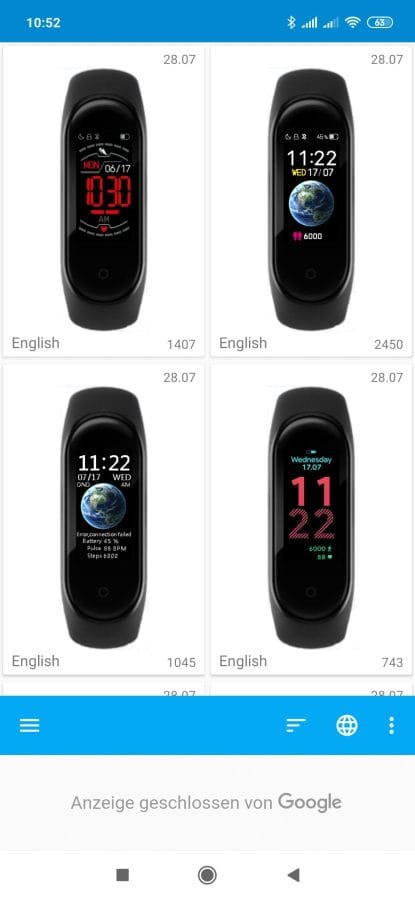 Watchfaces der Mi Band 4 Watchface App