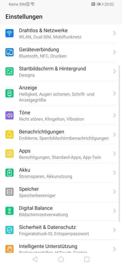 EMUI 9 Einstellungen