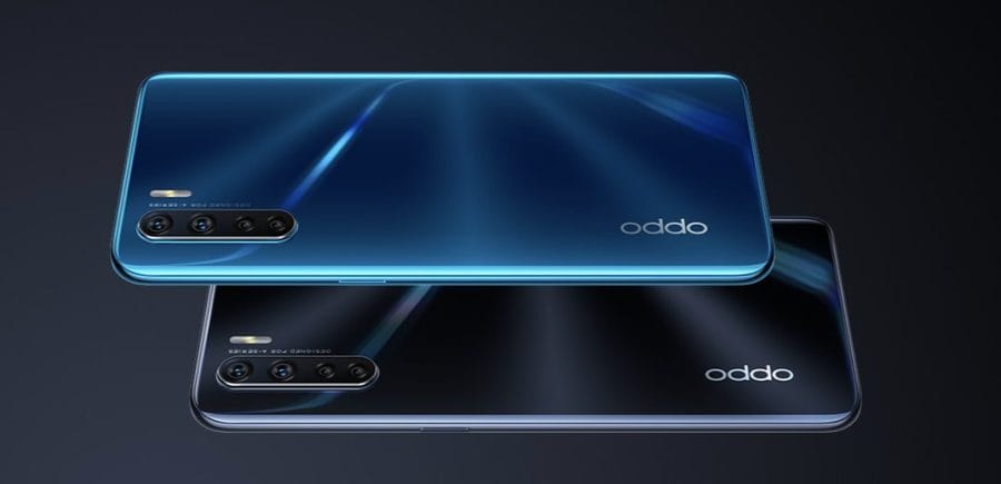 OPPO A91 Rückseite in Blazing Blue und Lightening Black