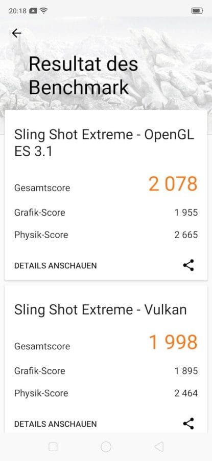 3DMark Benchmark mit dem Realme 5 Pro