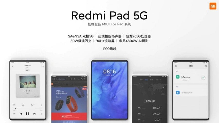 Redmi Pad 5G Tablet mit 90 Hz Display.