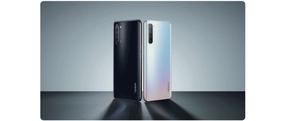 OPPO Find X2 Lite Rückseite in den Farben Moonlight Black und Pearl White