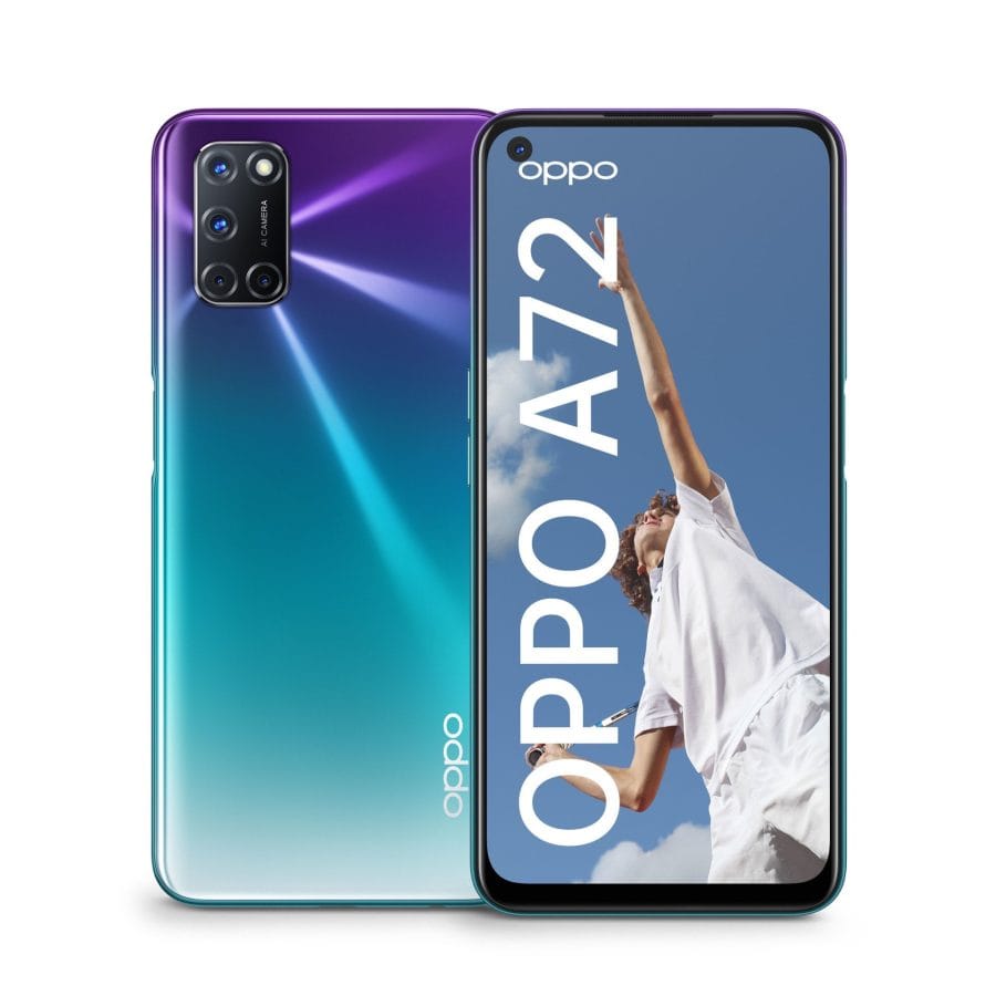 OPPO A72 in der Farbe Aurora Purple.