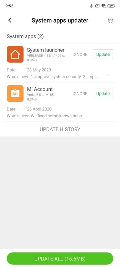 MIUI 11 Benutzeroberfläche Systemapps.