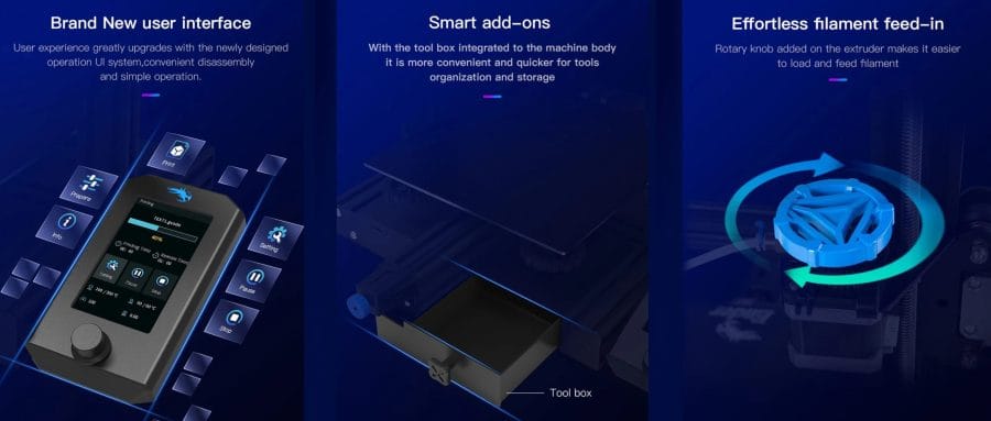 Creality Ender 3 V2 Farbdisplay, Toolbox und Bowden Extruder