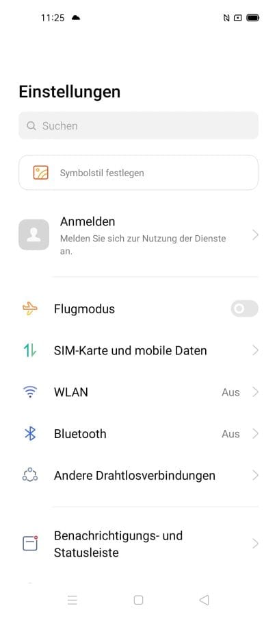 OPPO A72 ColorOS Systemeinstellungen