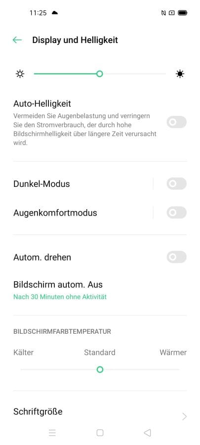 OPPO A72 Displayeinstellungen