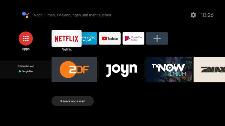 Android TV Homescreen