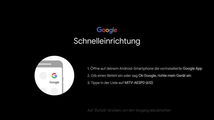 Android TV Schnelleinrichtung