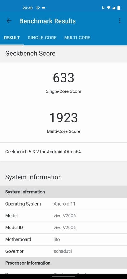 vivo X51 Geekbench