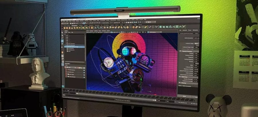 Yeelight Screenbar E-Reading Lampe mit RGB Hintergrundbeleuchtung beim Gaming.