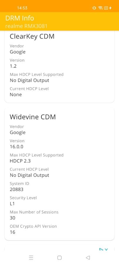 realme 8 Pro Widevine L1