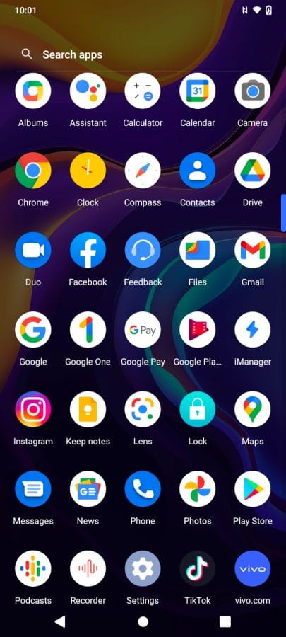 vivo Y70 FuntouchOS App Drawer