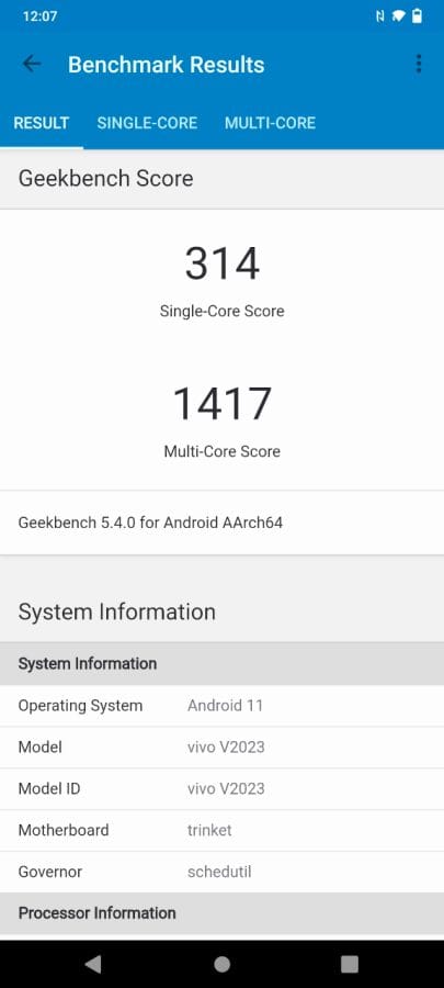 vivo Y70 Geekbench