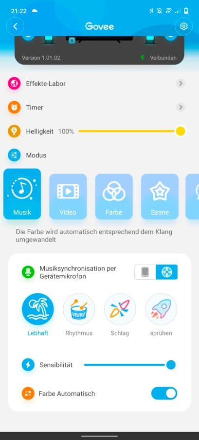 Govee App Modus Musik