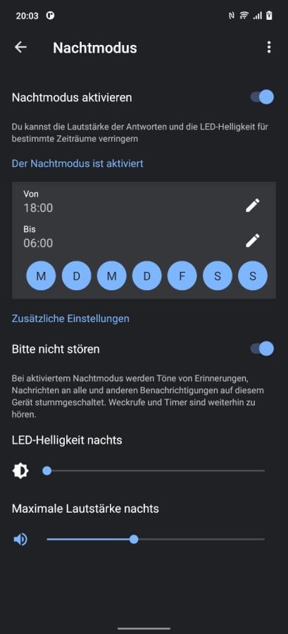 Mi Smart Speaker Google Home Nachtmodus