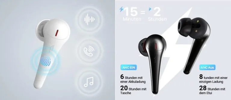 1MORE ComfoBuds Pro Gesten und Akku