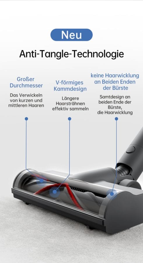 Dreame T20 V-förmige Bürstenwalze mit Anti-Tangle Funktion