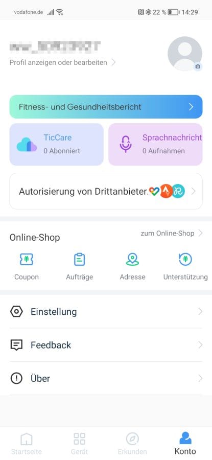 Mobvoi App Verwaltung