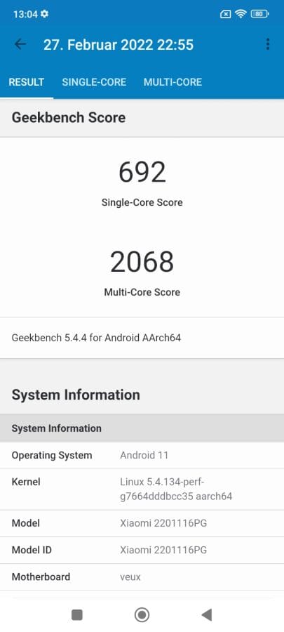 POCO X4 Pro 5G Geekbench Benchmark Test