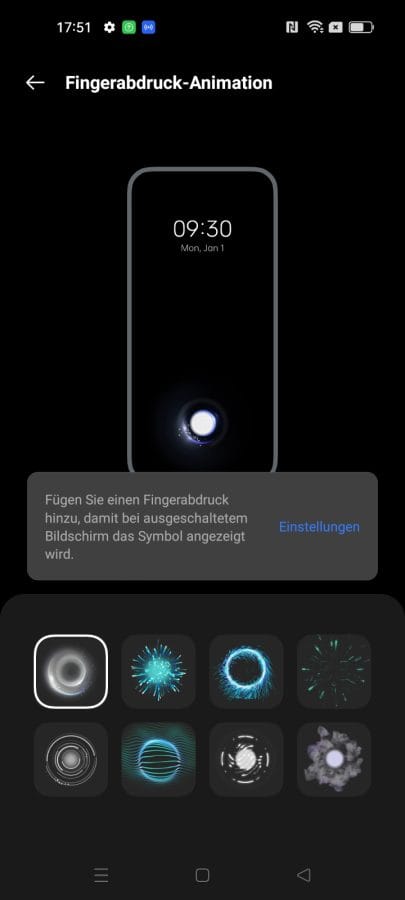 realmeUI 3.0 Fingerabdruckscanner.