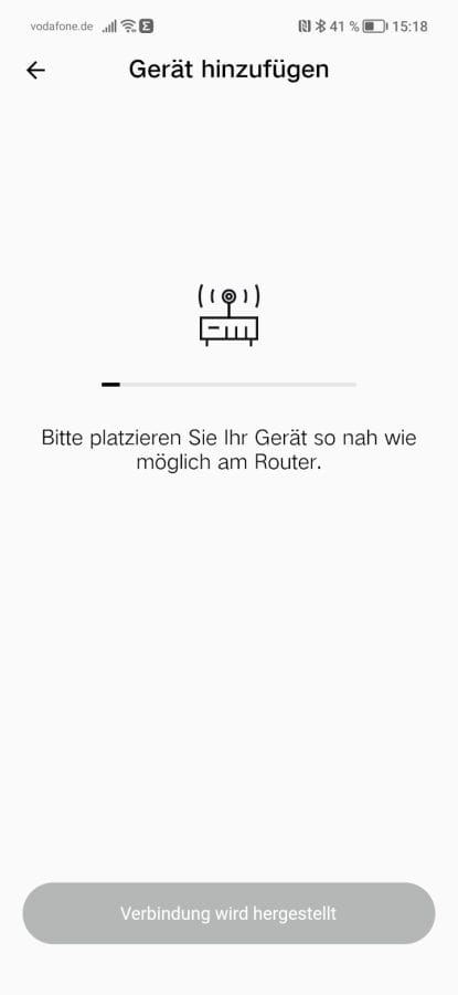 Smartmi Link App Verbindungsaufbau.