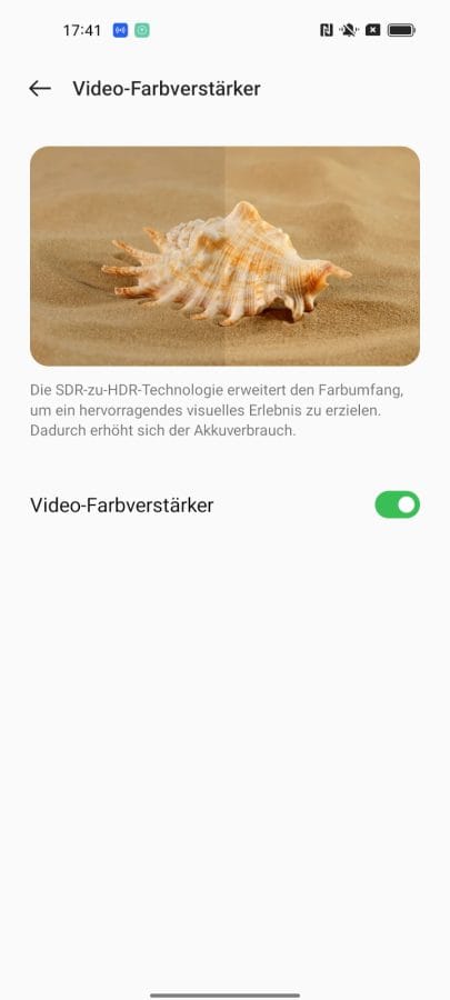 OPPO Find X5 Lite ColorOS Video-Farbverstärker.