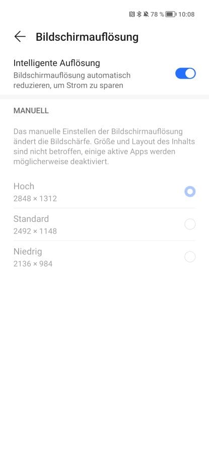 HONOR Magic 4 Pro Intelligente Bildschirmauflösung