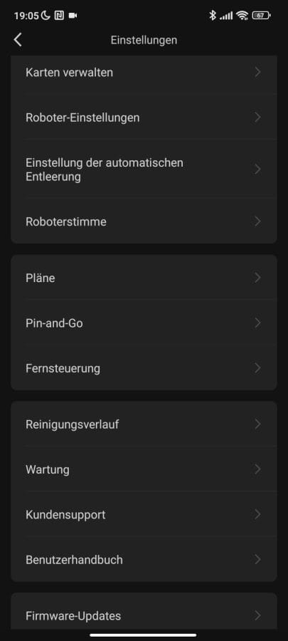 Roborock App Einstellungen