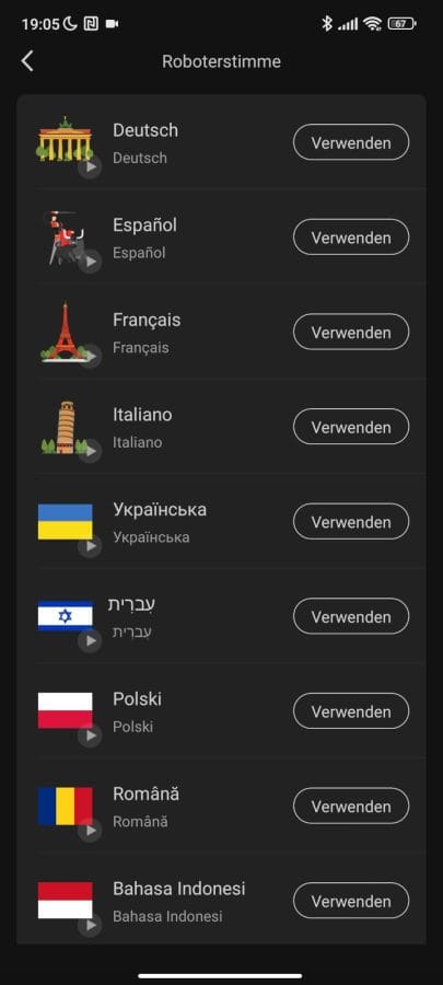 Roborock App Sprachpakete