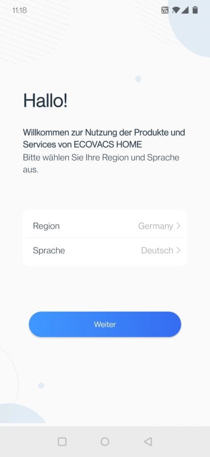 ECOVACS DEEBOT T9 AIVI App Einrichtung Region und Sprache