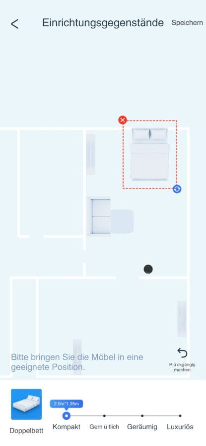 ECOVACS DEEBOT T9 AIVI App 3D Raumkarte Möbel hinzufügen
