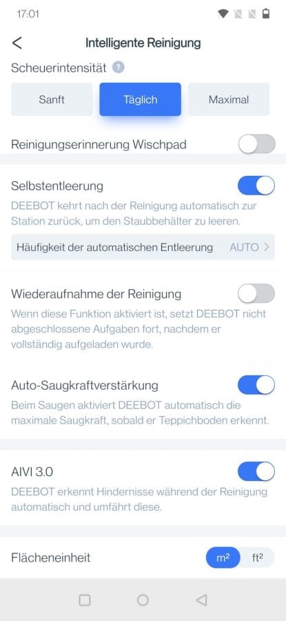 ECOVACS HOME App allgemeine Einstellungen